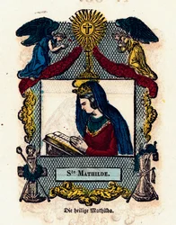 Vrome afbeelding: Sint Mathilde - Gravure 19e eeuw - Privécollectie