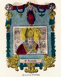 Vrome afbeelding: Sint Nicolaas. Gravure uit de 19e eeuw Privécollectie