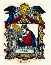 Vrome afbeelding: Heilige Zoe. Gravure uit de 19e eeuw. Privécollectie