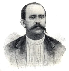 Portret van Albert Nebout, Franse ontdekkingsreiziger in Afrika. Gravure in 