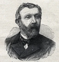 Portret van Alfred Mezieres (1826-1915), Franse literatuurhistoricus, journalist en politicus. Gravure in "Le Petit Parisien"