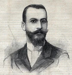 Portret van Casimir Maistre (1867-1957) Franse ontdekkingsreiziger in Afrika. Gravure in "Le Petit Parisien"