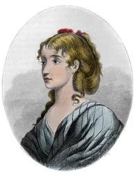 Portret van Cecile Aimee Renault (1774-1794), Franse revolutionair - Gravure van 1863 in 