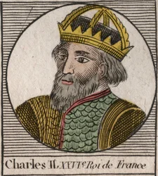 Portret van Karel II de Kale, koning van Frankrijk - gravure uit 