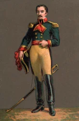Portret van FRANCISCO SOLANO LOPEZ (1827-1870) Paraguayaanse dictator. Chromolithografie Privécollectie