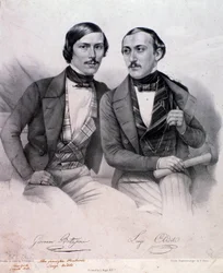 Portret van Giovanni Bottesini (links) en Luigi Arditi