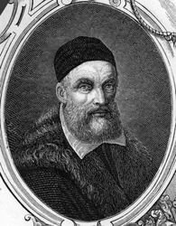 Portret van Jacopo of Giacomo Bassano (1518-1592) Italiaanse schilder. Gravure uit 1859 in 