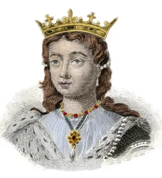Portret van Margarita van Anjou, Koningin van Engeland (1429-1482). Gravure uit de 19e eeuw. Milanese