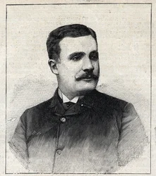 Portret van Pierre Decourcelle, Franse schrijver (1856-1926). Gravure in 