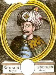 Portret van Soliman (Suleyman) I de Prachtige (1494-1566), Ottomaanse sultan. Gravure uit de 18e eeuw. Privécollectie