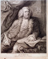 Portret van Engelse componist William Boyce (gravure. 18e eeuw)