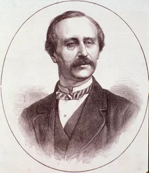 Portret van de Engelse violist Henry Gamble Blagrove. Gravure