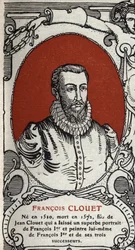 Portret van de Franse schilder Francois Clouet (1510-1572) Gravure uit 1914.