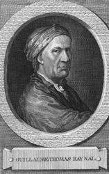 Portret van de Franse schrijver, denker en priester Guillaume-Thomas Raynal (1713-1796). Gravure uit de 19e eeuw. Privécollectie