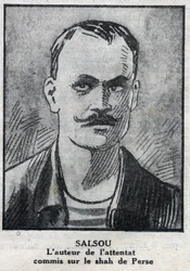 Portret van de anarchist Francois Salsou die de aanslag op de sjah van Perzië Muzaffar ad Din pleegde in Parijs op 2 augustus