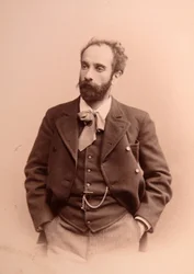 Portret van de kunstenaar Isaac Ilitch (Isaak Ilyich) Levitan (1861-1900). Albuminefoto