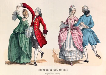 Prom kostuums in 1762 (regering van koning Lodewijk XV)