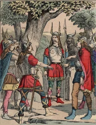 Voorstelling van Vercingetorix (ca. 80-ca. 46 v.Chr.), krijger en Gallische leider van de stam der Arverni, door zijn volk gekozen om de oorlog tegen de Romeinen te leiden (Portret van Vercingetorix, 82 v.Chr.-46 v.Chr., stamhoofd van de Arverni, door