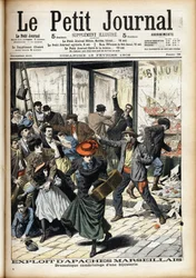 Overval op een juwelierszaak in Marseille door de Apachen van Marseille. Gravure in de kop van het Petitie Journal