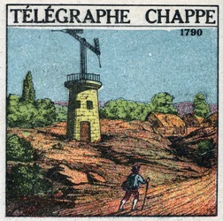 Telegraaf: telegraaf door Claude Chappe (1765-1805) in 1790. Anonieme illustratie uit 1925. Privécollectie.