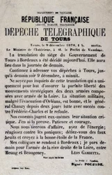 Telegrafisch nieuws van Tours van 9/12/1870 door Léon Gambetta