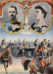 De gasten van Frankrijk: Koning Gustave V (1858-1950) en koningin van Zweden Victoria (Viktoria de Bade)