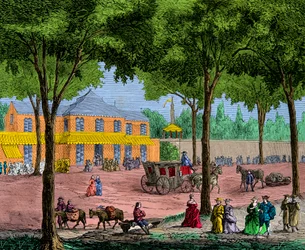 Het Turkse café op de Boulevard du Temple in Parijs in 1780 - Gravure - Privécollectie