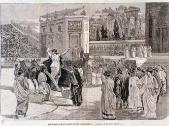 De aankomst van Deianira, uit het stuk Dejanira door Camille Saint-Saens, opgevoerd in de arena van Beziers in 1898