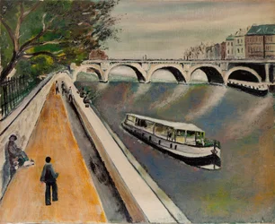 De nieuwe brug in Parijs in 1950 (anoniem schilderij)