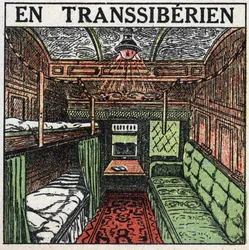 De spoorwegen: binnenkant van de wagon van een transsiberische trein. Anonieme illustratie uit 1925. Privécollectie