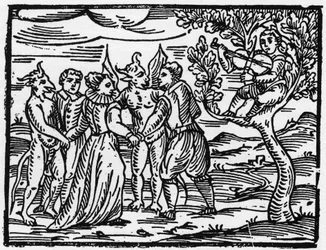 De heksen op de sabbat dansen op het geluid van de viool - 