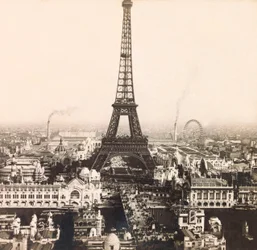 Wereldtentoonstelling van 1900 in Parijs: Panoramisch uitzicht op de Champs de Mars - privécollectie