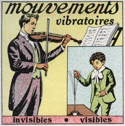 Trillingsbewegingen: onzichtbare beweging (geluid van vioolsnaren) en zichtbare beweging (stalen staaf met vinger).