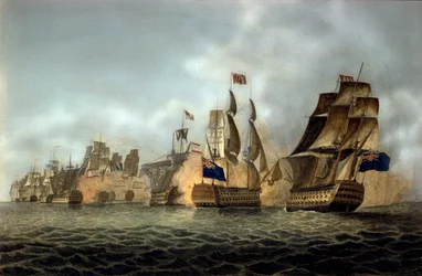 Zicht op de Slag bij Kaap Saint-Vincent op 14/02/1797 (gravure van 1798)