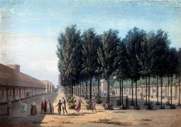 Zicht op de binnenplaats van de Paisibles in het hospice van Bicetre