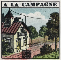 Draadloze telefonie: op het platteland. Anonieme illustratie uit 1925. Privécollectie.