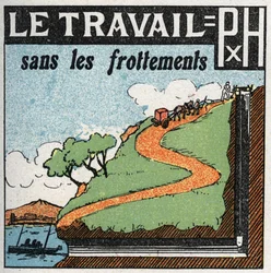 Werk en kracht: werk zonder wrijving. Anonieme illustratie uit 1925. Privécollectie.