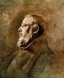 Borstportret van een monnik in profiel