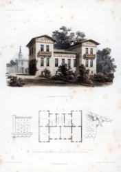 Ontwerp voor een landhuis in Moabit, nabij Berlijn, Duitsland, ca. 1850
