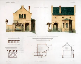 Ontwerp voor een huis in Glienicke, Duitsland, ca. 1850