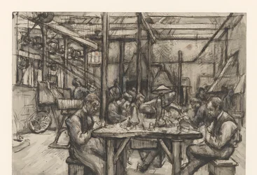 Werkplaats in de zilverfabriek van Begeer