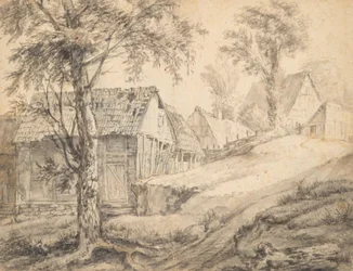 Boerderij in de buurt van Dantzig (recto) (?) Boomstudie (verso)