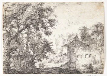 Stadsmuur met een herberg