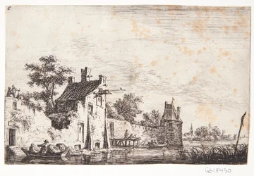 Stadsmuur aan een rivier