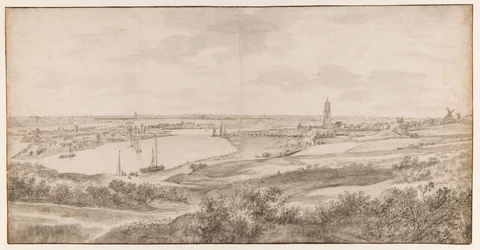 Gezicht op Rhenen vanuit het oosten