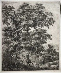 Zes grote staande landschappen met scènes uit Ovidius