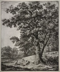Zes grote staande landschappen met scènes uit Ovidius