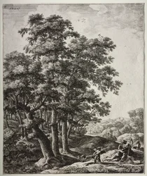 Zes grote staande landschappen met scènes uit Ovidius