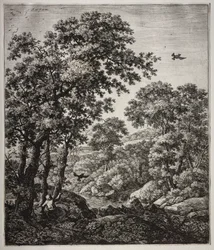 Zes grote staande landschappen met scènes uit het Oude Testament: Elia gevoed door de raven