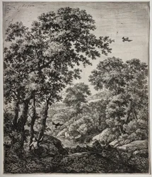 Zes grote staande landschappen met scènes uit het Oude Testament: Elia gevoed door de raven